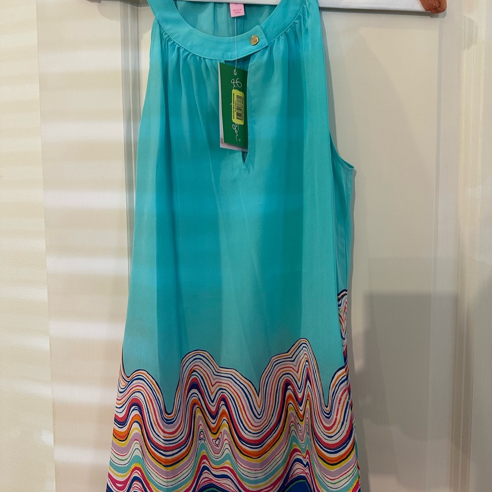 Lilly Pulitzer Aqua Multicolor Wave Top